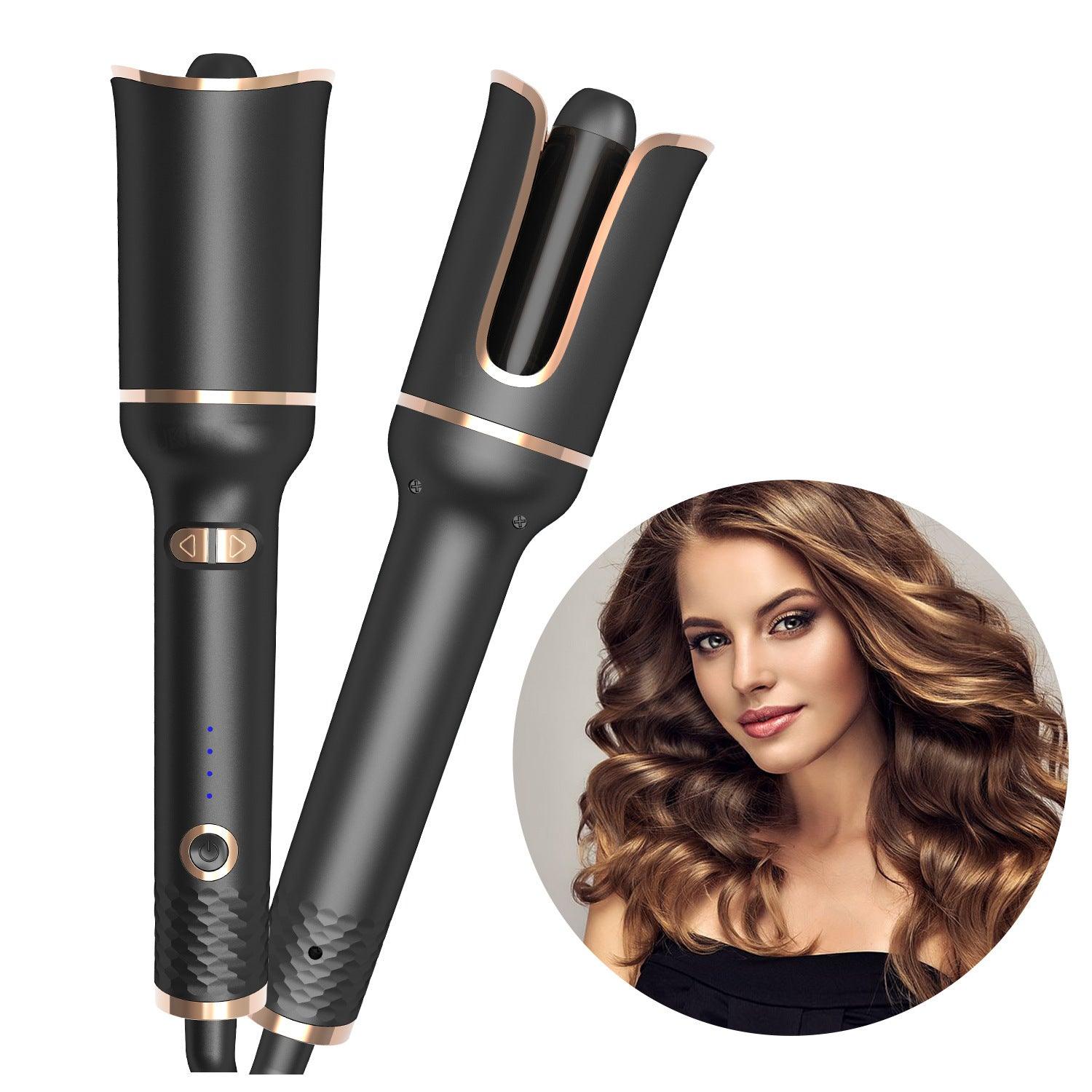 Black Automatic Spiral Electric Curling Iron Negative Ion - BUNNY BAZAR