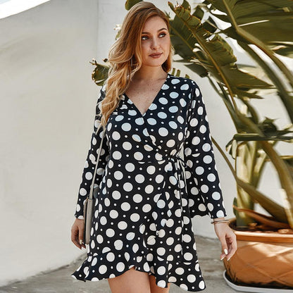 Polka dot sexy long sleeve dress - BUNNY BAZAR