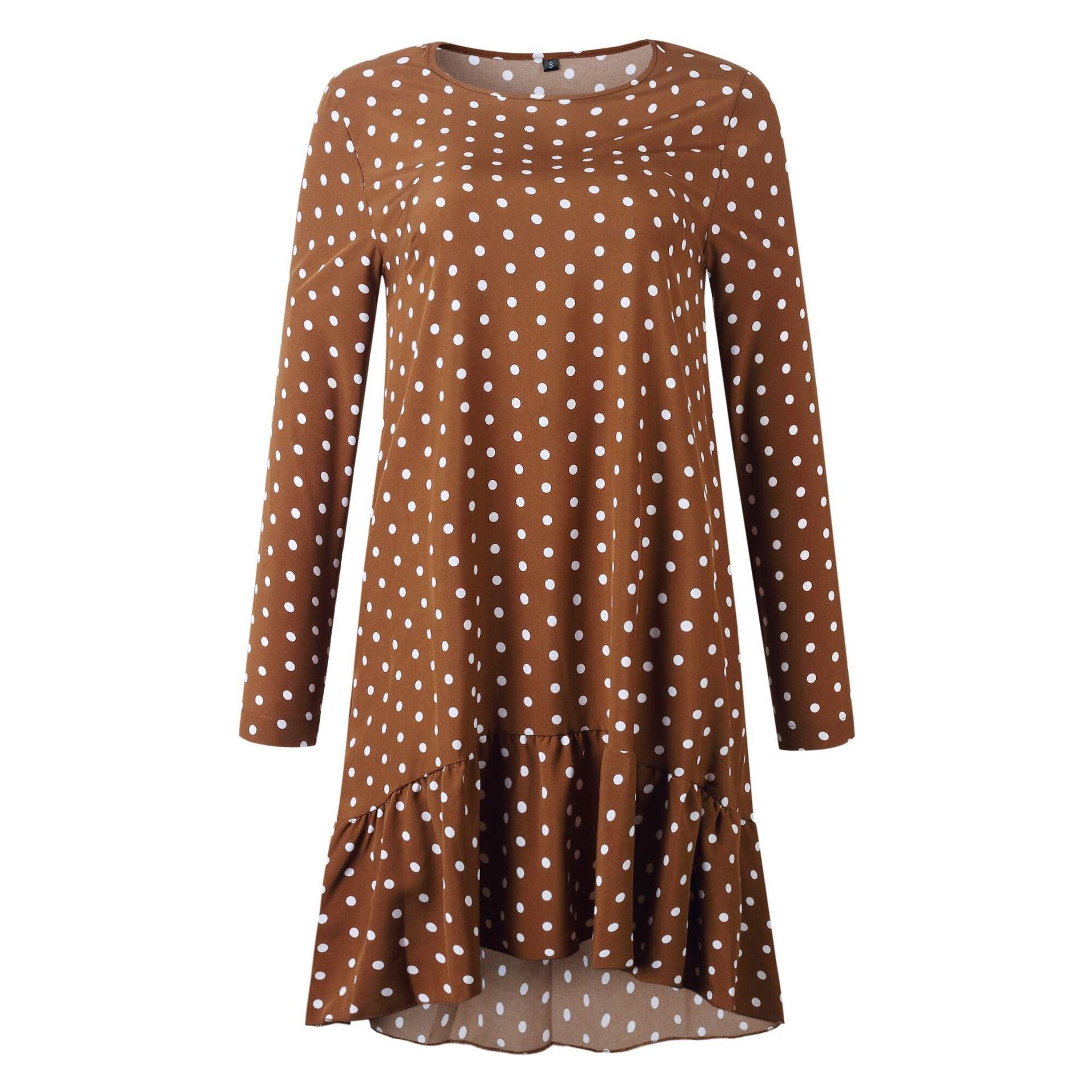 Polka dot ruffled long sleeve dress - BUNNY BAZAR