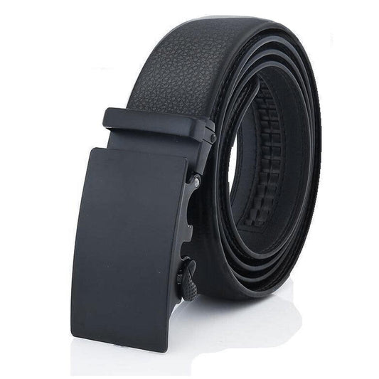 Microfiber Leather Mens Ratchet Belt Belts For Men Adjustable Automatic Buckle Black - BUNNY BAZAR