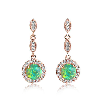 Trendy Rose Gold White Gold Multicolor Round Opal Draping Versatile Earrings - BUNNY BAZAR