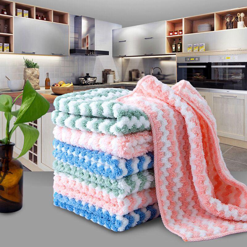 Kitchen Cleaning Rag Coral Fleece Dish Washing Cloth Super Absorbent - BUNNY BAZAR