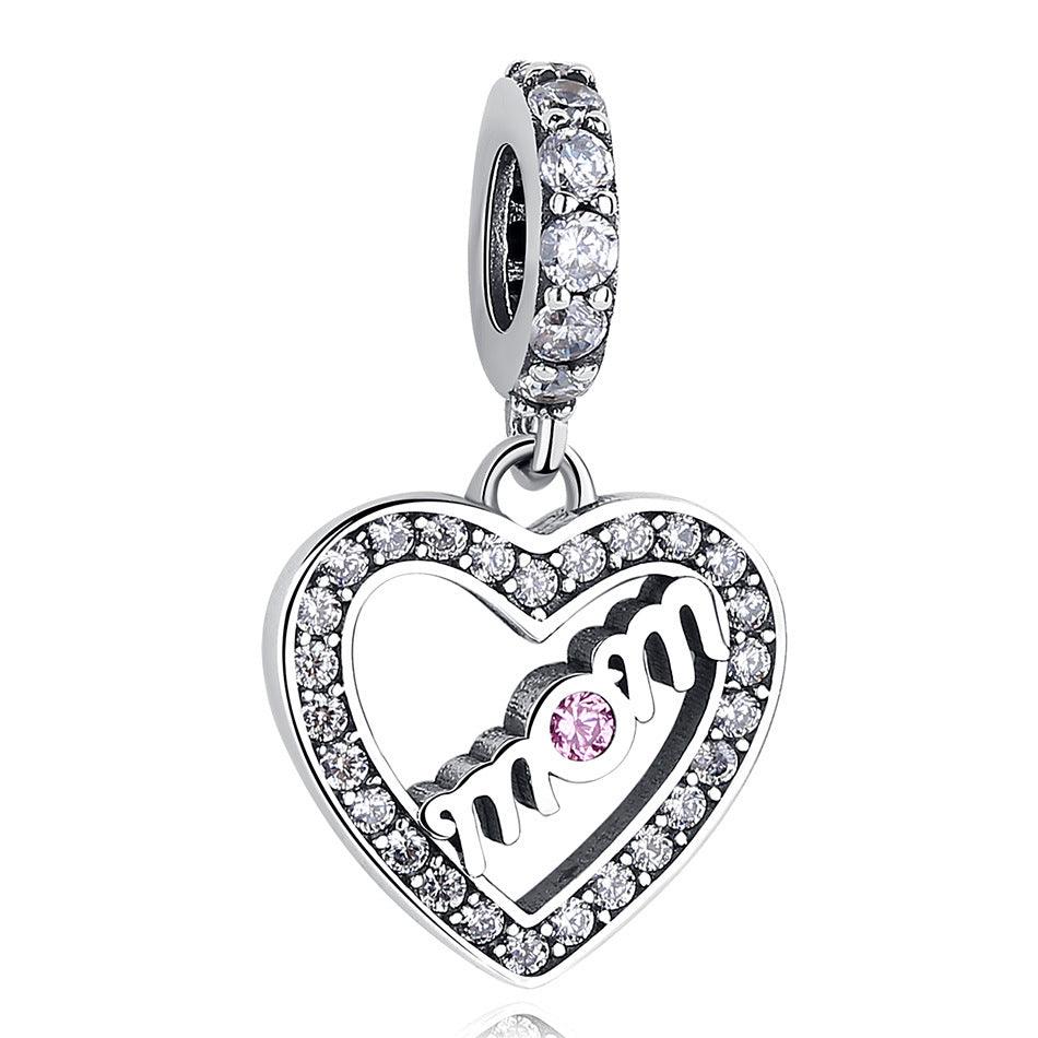 Sterling Silver Heart Cutout Mom Letter Bracelet - BUNNY BAZAR