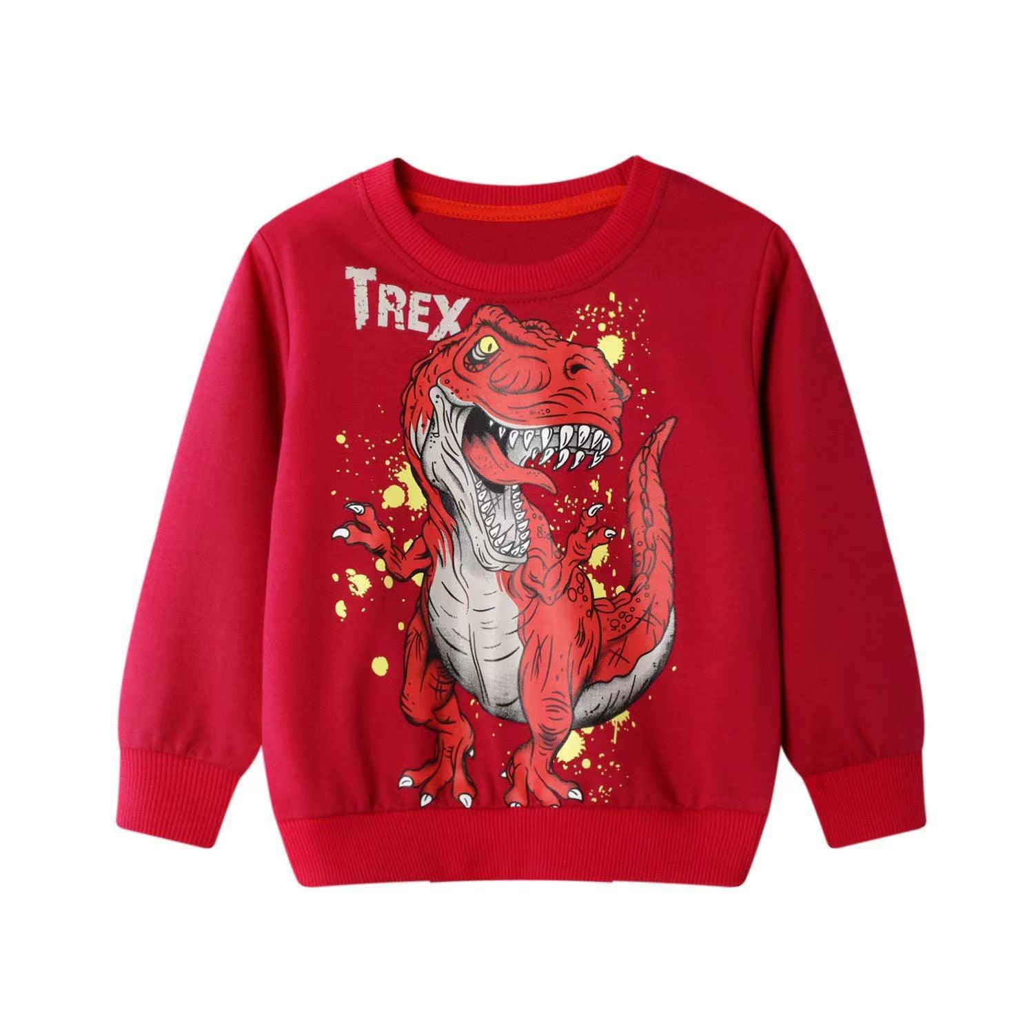 Models Of Cartoon Dinosaur Print Children's Tops - BUNNY BAZAR