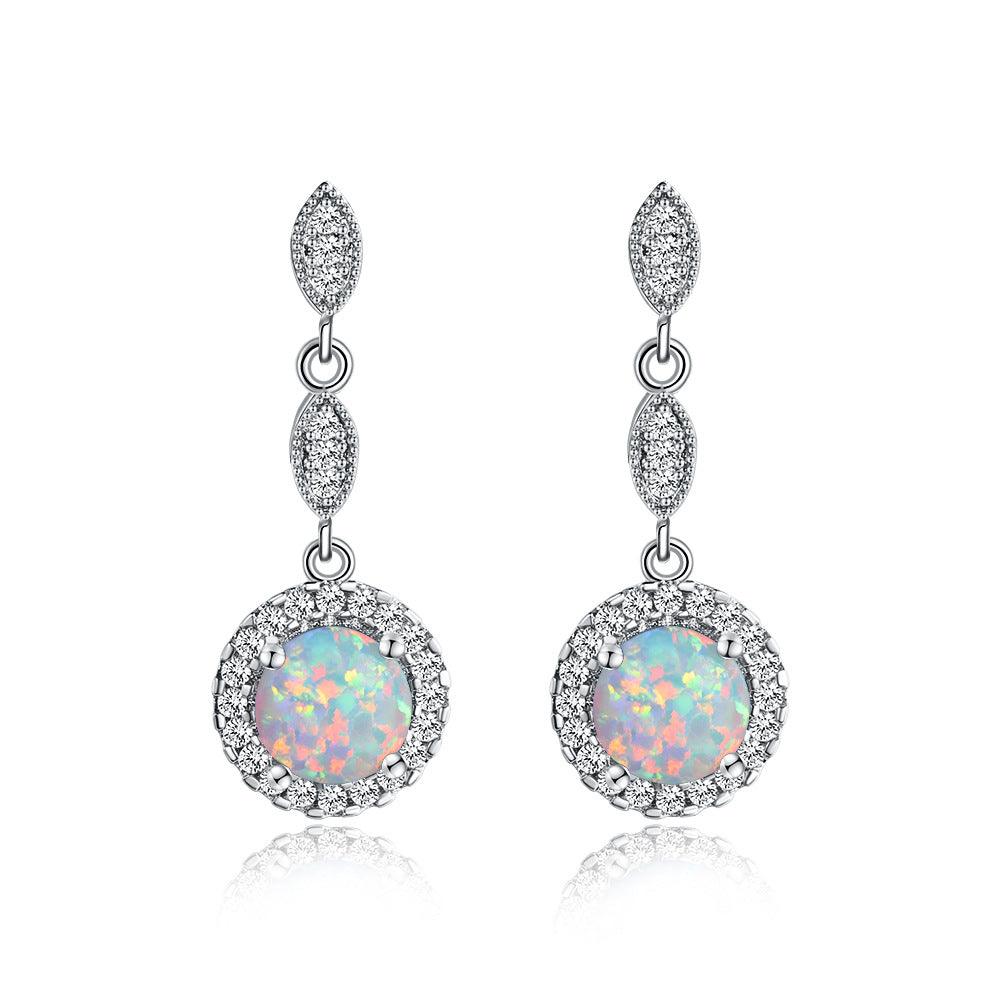 Trendy Rose Gold White Gold Multicolor Round Opal Draping Versatile Earrings - BUNNY BAZAR