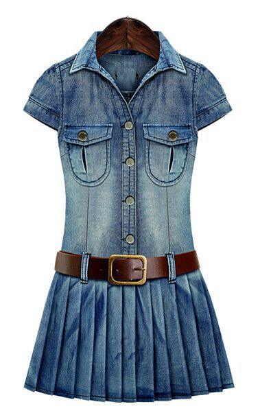 Summer New Retro Short-sleeved Denim Dress - BUNNY BAZAR