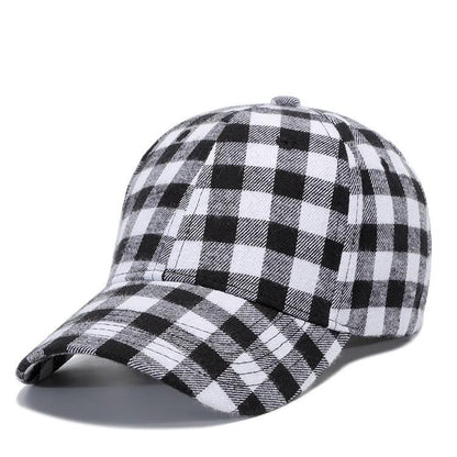 Black Red Check Peak Baseball Hat - BUNNY BAZAR