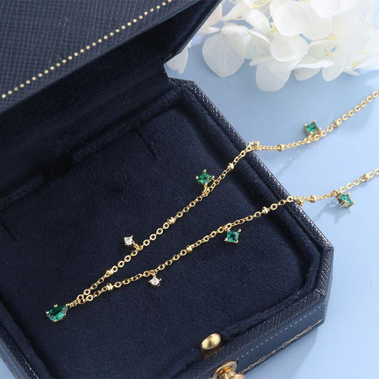 Generous water drop emerald zircon necklace - BUNNY BAZAR
