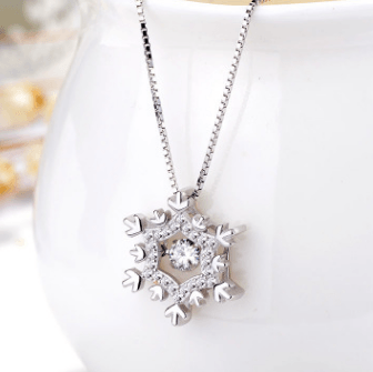 South Korea S925 Sterling Silver Diamond Pendant all-match simple temperament smart Snowflake Necklace female silver jewelry factory direct - BUNNY BAZAR