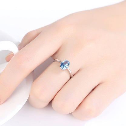 BB-01 Sky Blue Topaz , Oval Nano Morganite beautiful Ring - BUNNY BAZAR