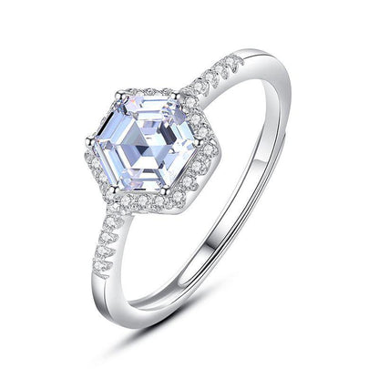 BB-07 Korean Fashion Hexagon Simulation Diamond Ring - BUNNY BAZAR