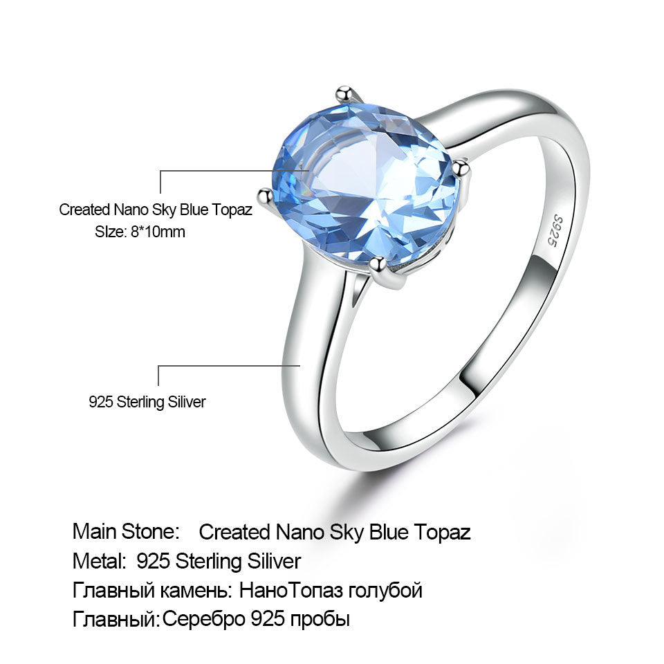 BB-62 Sterling Silver Female Blue Topaz Romantic Ring Fashion Jewelry - BUNNY BAZAR