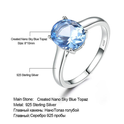 BB-62 Sterling Silver Female Blue Topaz Romantic Ring Fashion Jewelry - BUNNY BAZAR