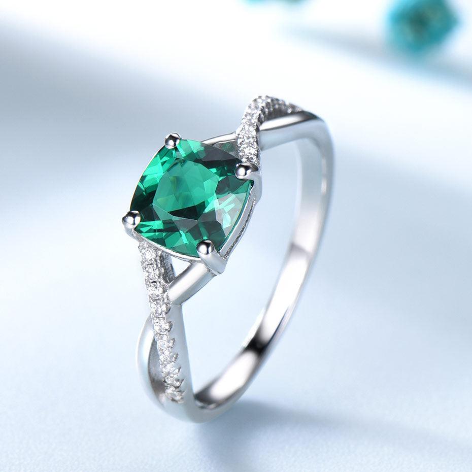 S925 Sterling Silver Emerald Ladies Ring - BUNNY BAZAR