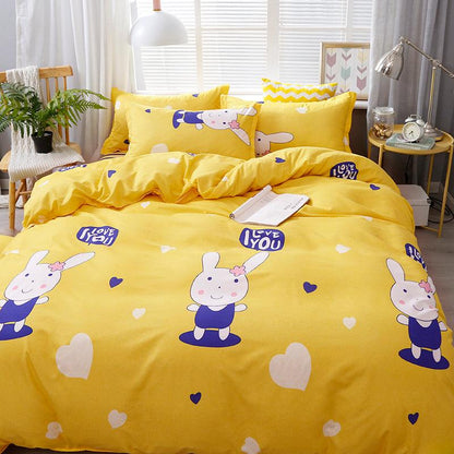 Brushed Aloe Cotton Four-piece Small Bed Sheet Duvet Cover Student Dormitory - BUNNY BAZAR