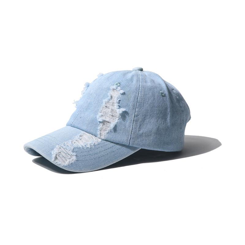 Men's And Women's Hole Denim Casual Duck Tongue Baseball Cap - BUNNY BAZAR