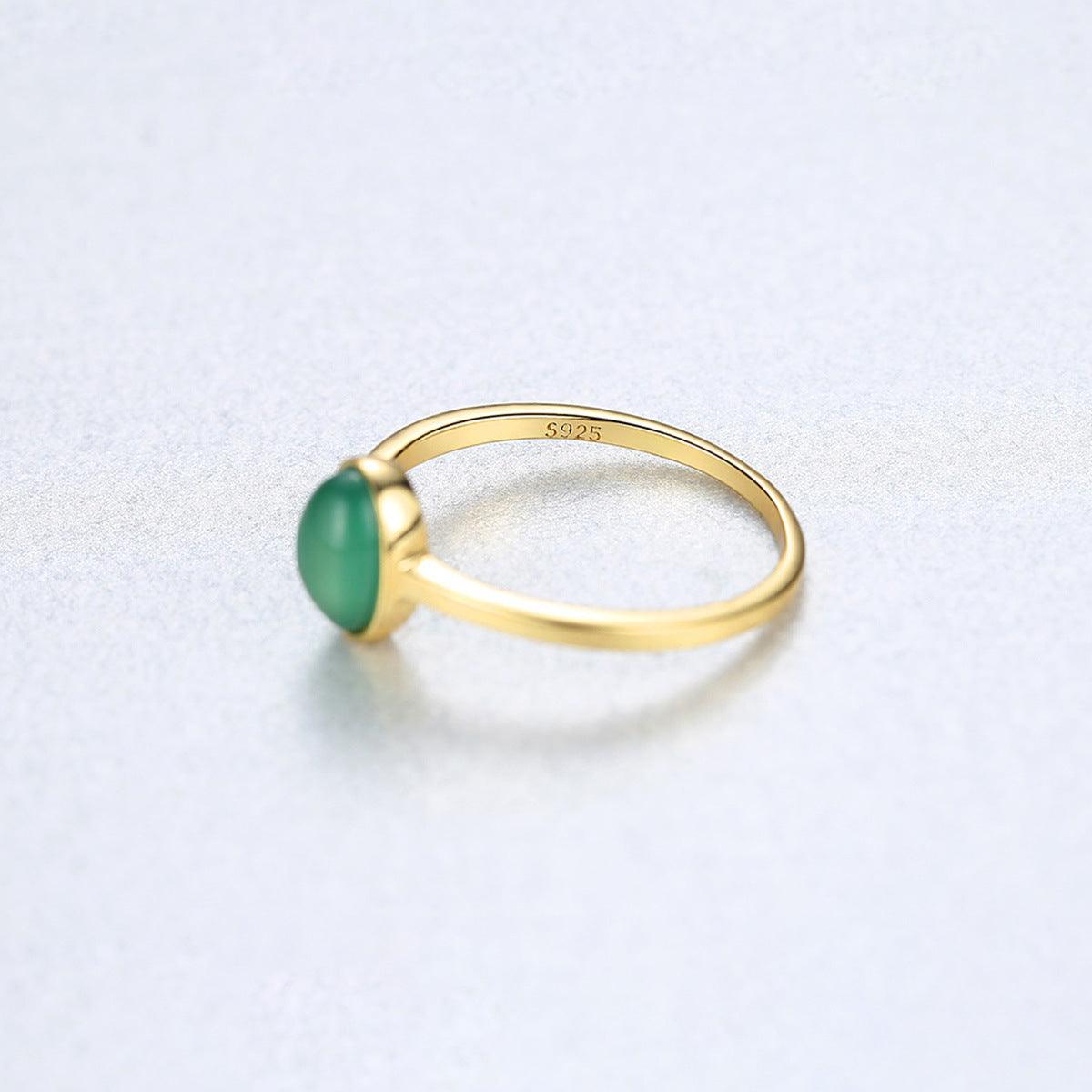 Temperament inlaid green zircon ring - BUNNY BAZAR