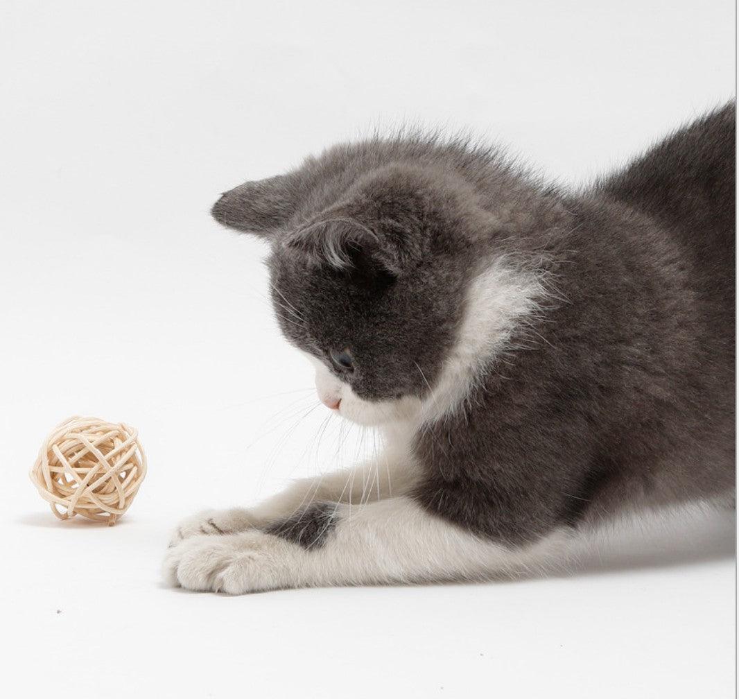 Rattan Bell Ball Feather Sepak Takraw Funny Cat Toy - BUNNY BAZAR