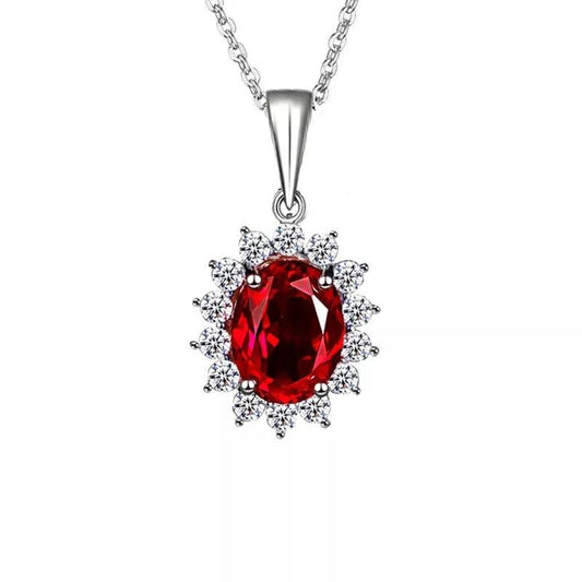 Ruby sterling silver necklace female - BUNNY BAZAR