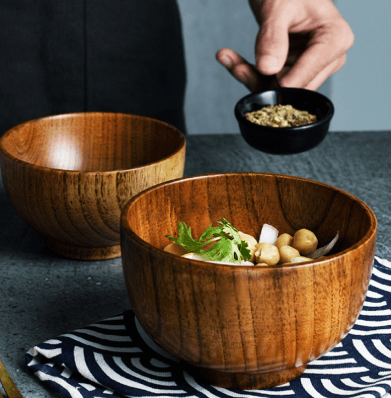 Wooden Bowl is Perfect For Serving Rice, Soup, And Salads in Japanese-Style - BUNNY BAZAR