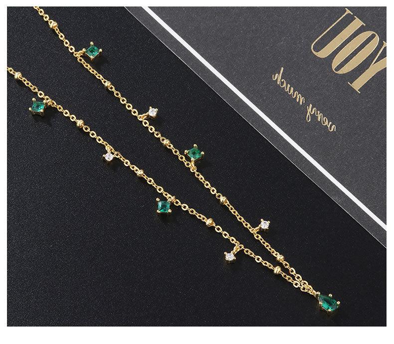 Generous water drop emerald zircon necklace - BUNNY BAZAR