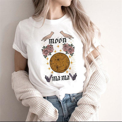 Fashion Moon Retro Gothic Print T-shirt Women - BUNNY BAZAR