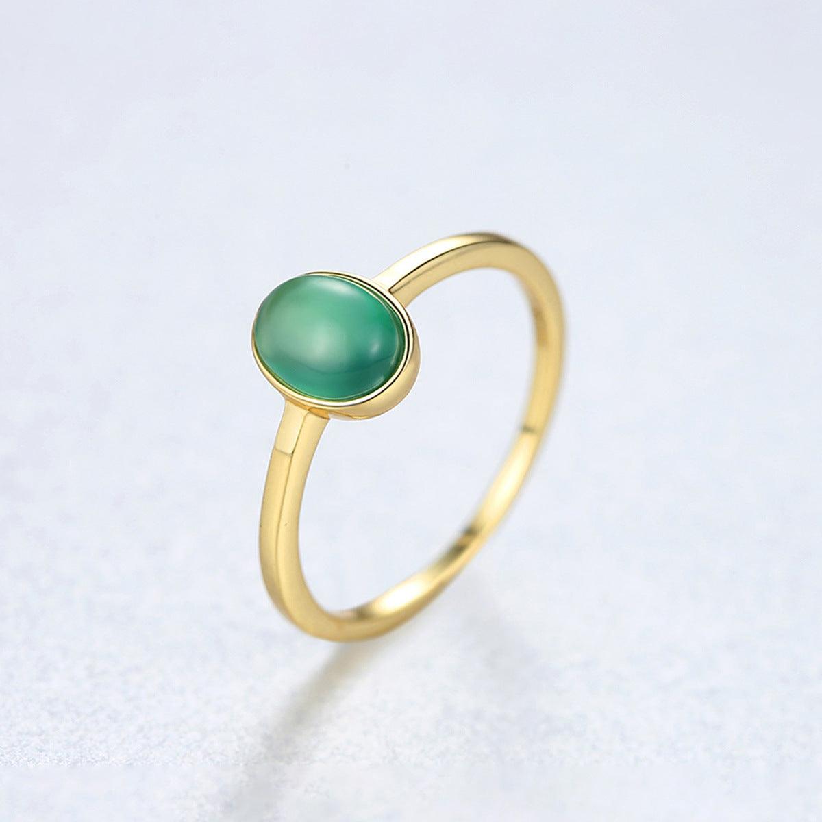 Temperament inlaid green zircon ring - BUNNY BAZAR