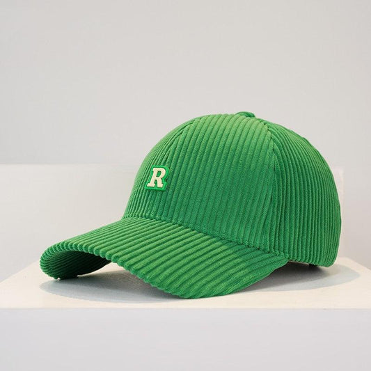 Women's Corduroy R Letter Baseball Cap Hat - BUNNY BAZAR