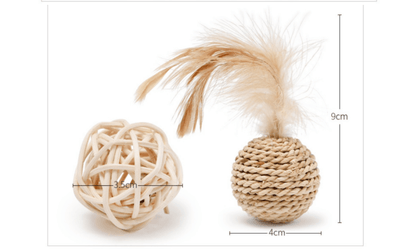 Rattan Bell Ball Feather Sepak Takraw Funny Cat Toy - BUNNY BAZAR