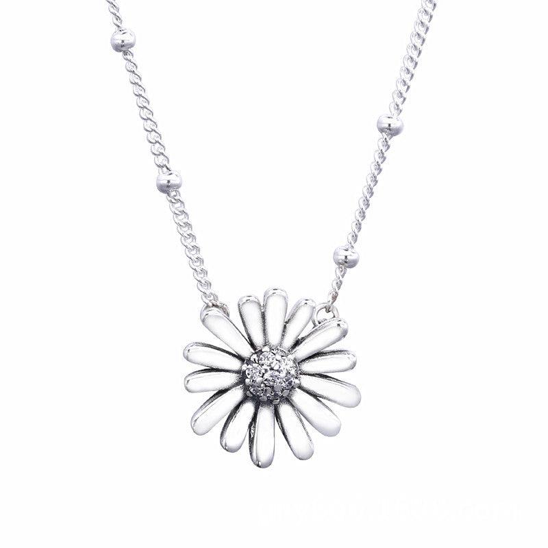 925 silver daisy clavicle chain necklace - BUNNY BAZAR