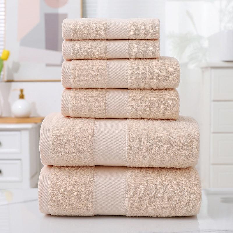 Home Simple Cotton Absorbent Towel Bath Towel 6-Piece Set - BUNNY BAZAR