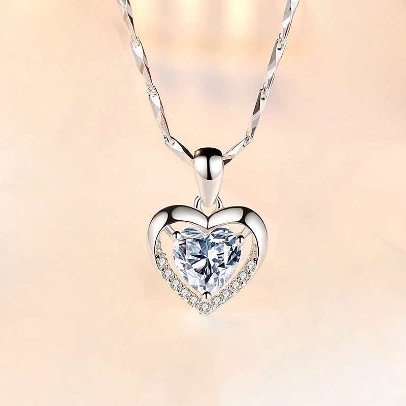 S925 Sterling Silver Women's Love Heart Pendant - BUNNY BAZAR