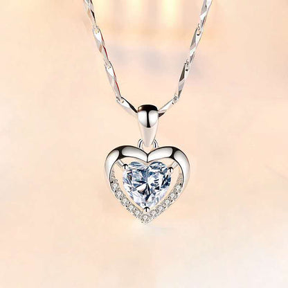 S925 Sterling Silver Women's Love Heart Pendant - BUNNY BAZAR