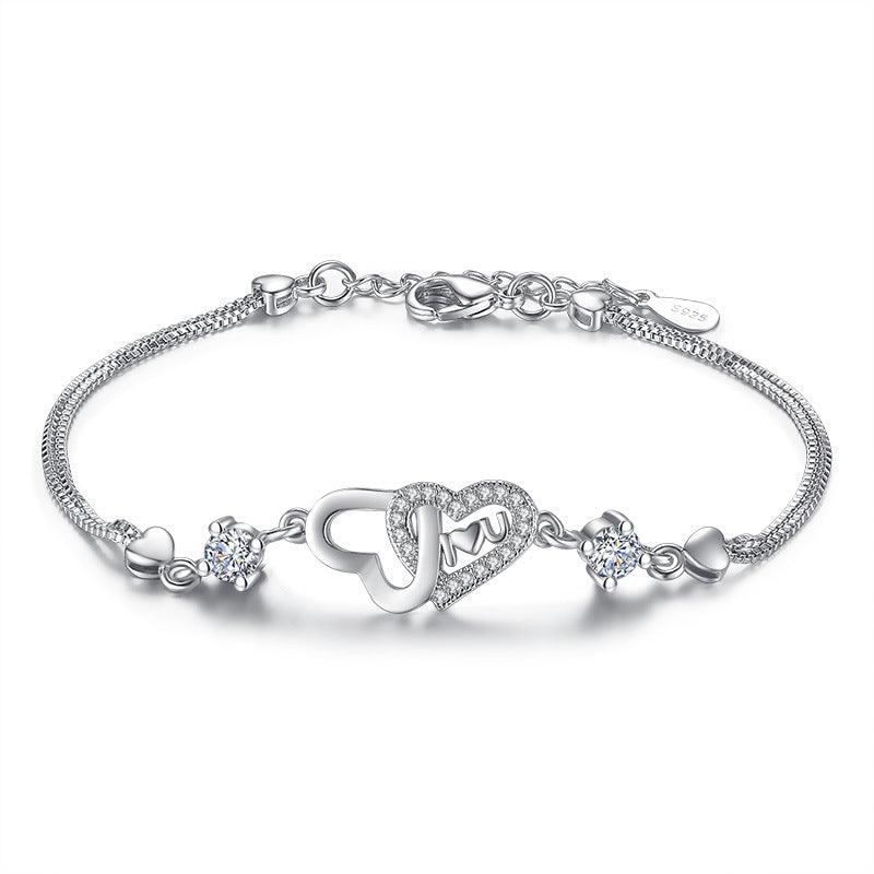 925 Sterling silver zircon Heart Bracelet - BUNNY BAZAR