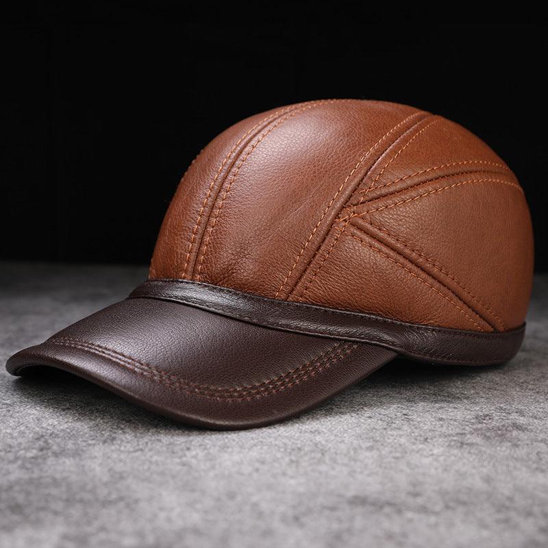 Men's cap first layer leather baseball cap - BUNNY BAZAR