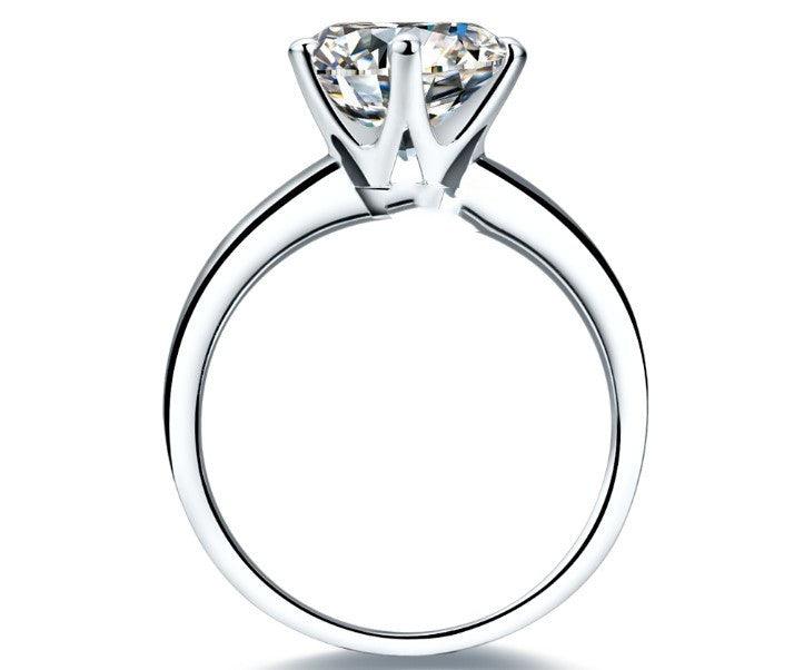 925 Silver Gold-plated Six-claw Ring With Moissanite Female T Carbon Diamond - BUNNY BAZAR