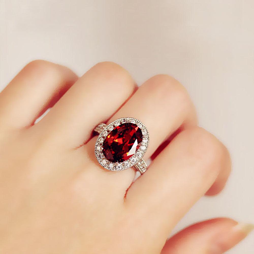 BB-110 Trendy Fashion Dove Egg Deep Ruby Zircon Ring - BUNNY BAZAR