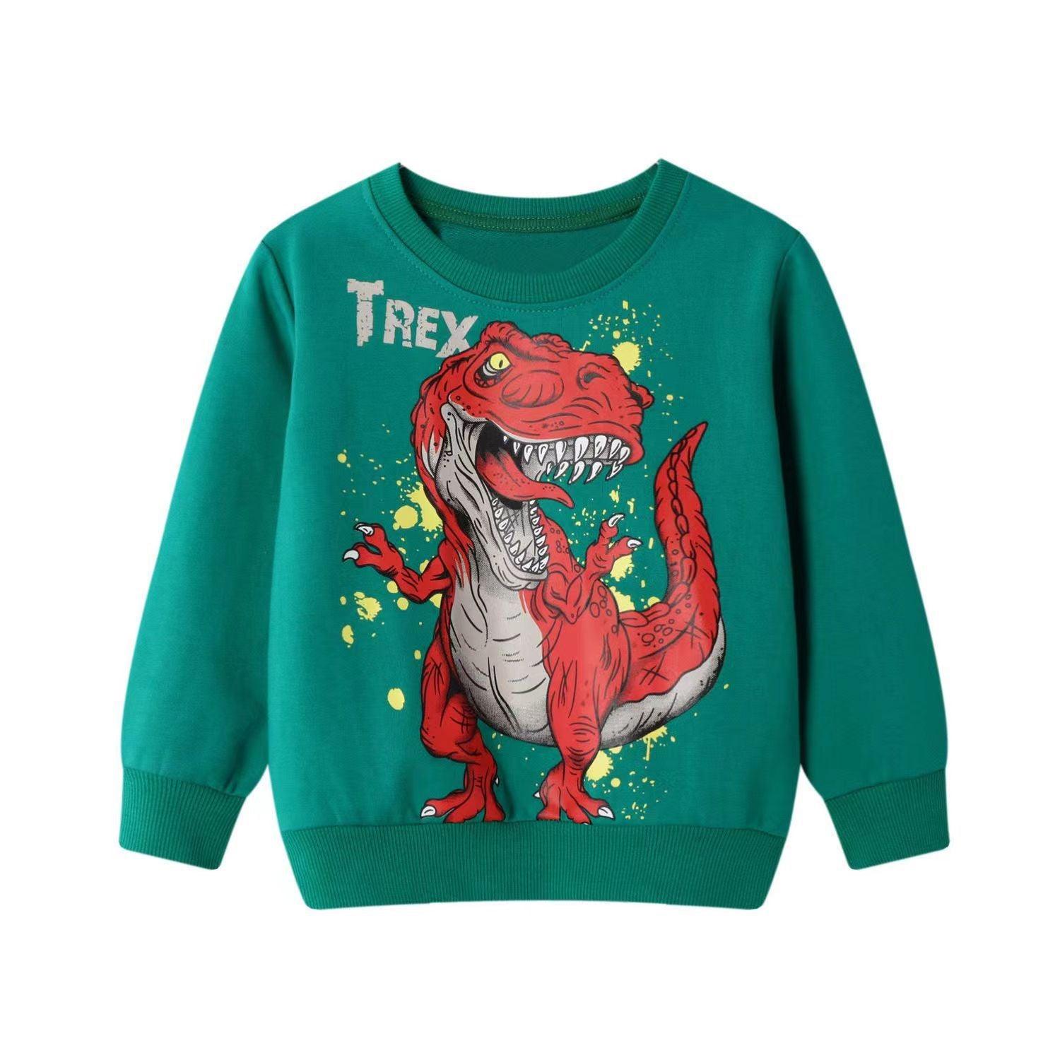 Models Of Cartoon Dinosaur Print Children's Tops - BUNNY BAZAR