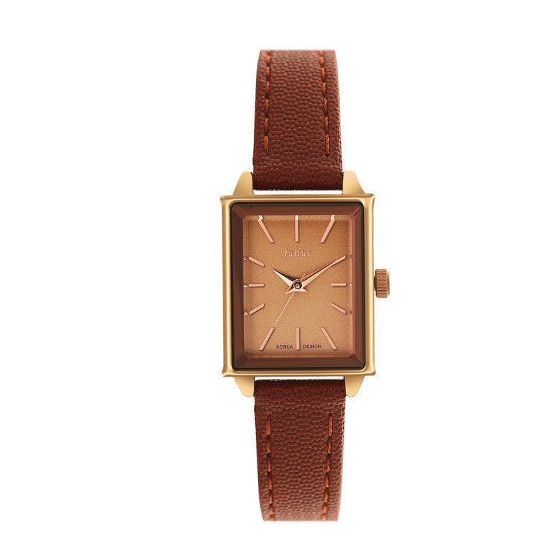 Julius Rectangular Simple Art Retro Wild Belt Quartz Watch Waterproof Ladies Watch - BUNNY BAZAR