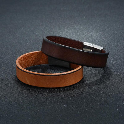 Fashion Cowhide Stainless Steel Leather Bracelet For Men - BUNNY BAZAR