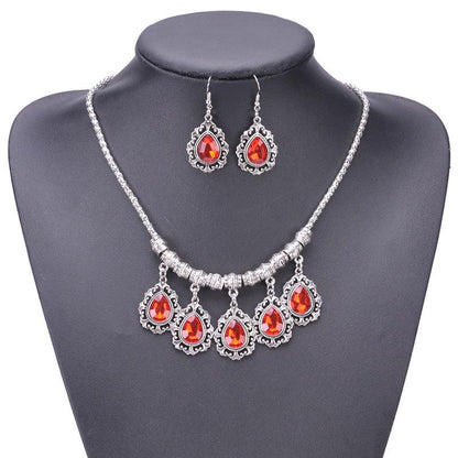 Drop-shaped Luxury Short Gemstone Necklace - BUNNY BAZAR