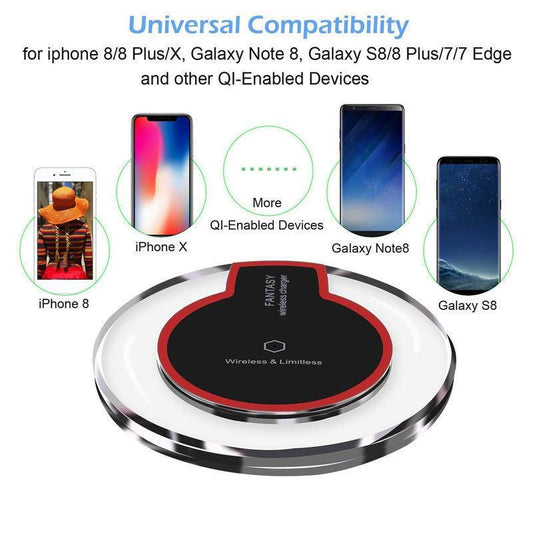 New Wireless Charging Dock Charger Crystal Round Charging Pad - BUNNY BAZAR
