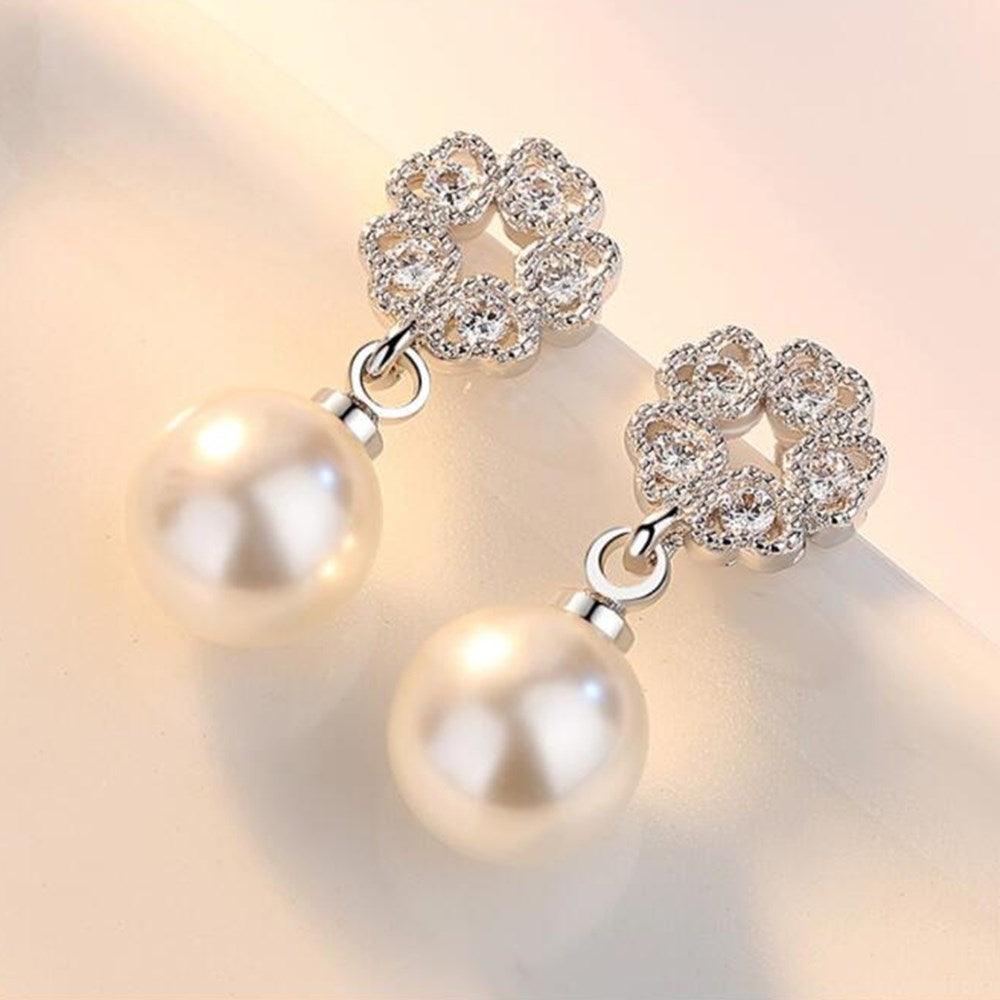 Large Pearl Tassel Earrings Women's Sterling Silver Earrings - BUNNY BAZAR