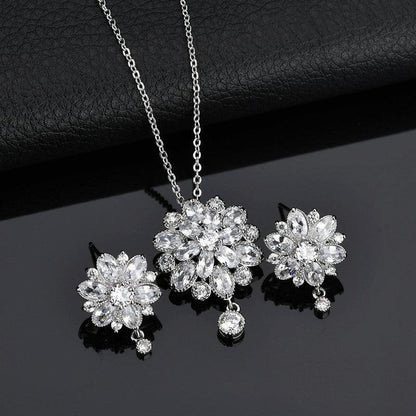 Zircon Necklace And Earring Set Dragon Girl Flower Zircon Jewelry - BUNNY BAZAR