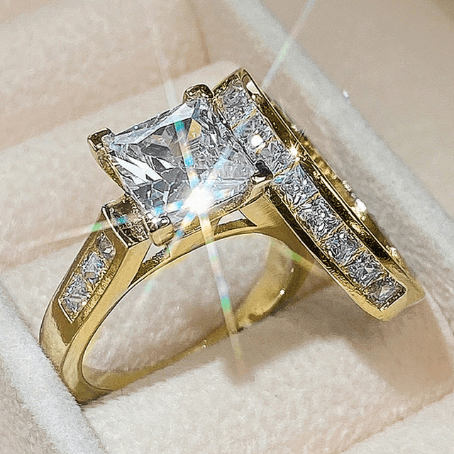 Fashion Wedding Ring Set For Women Dazzling Square - BUNNY BAZAR