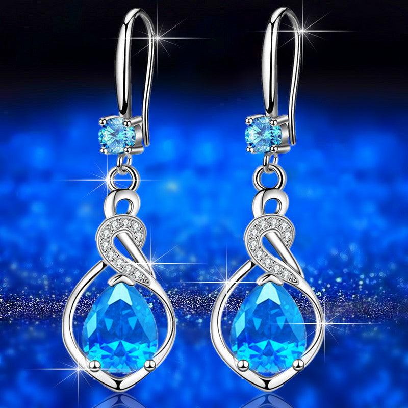 Silver Earrings Multicolor Earrings Shiny Zircons - BUNNY BAZAR