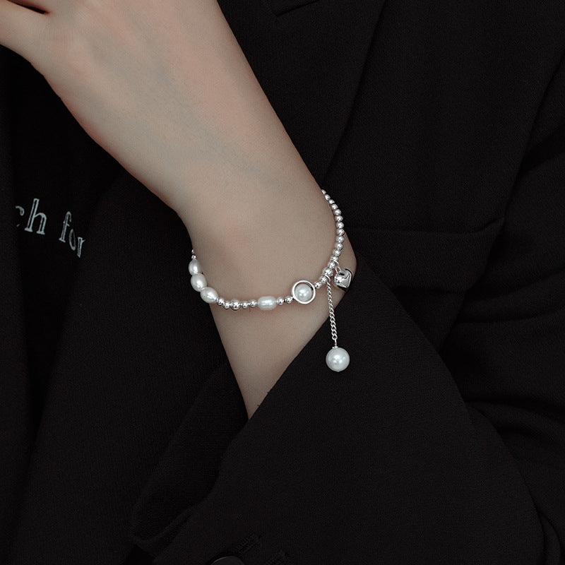 S925 Silver Pearl Light Bead Love Bracelet Temperament Heart Shape - BUNNY BAZAR