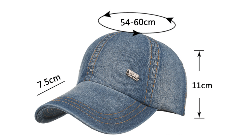 Casual Trendy Iron Mark Denim Baseball Hat - BUNNY BAZAR