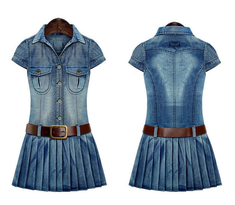 Summer New Retro Short-sleeved Denim Dress - BUNNY BAZAR