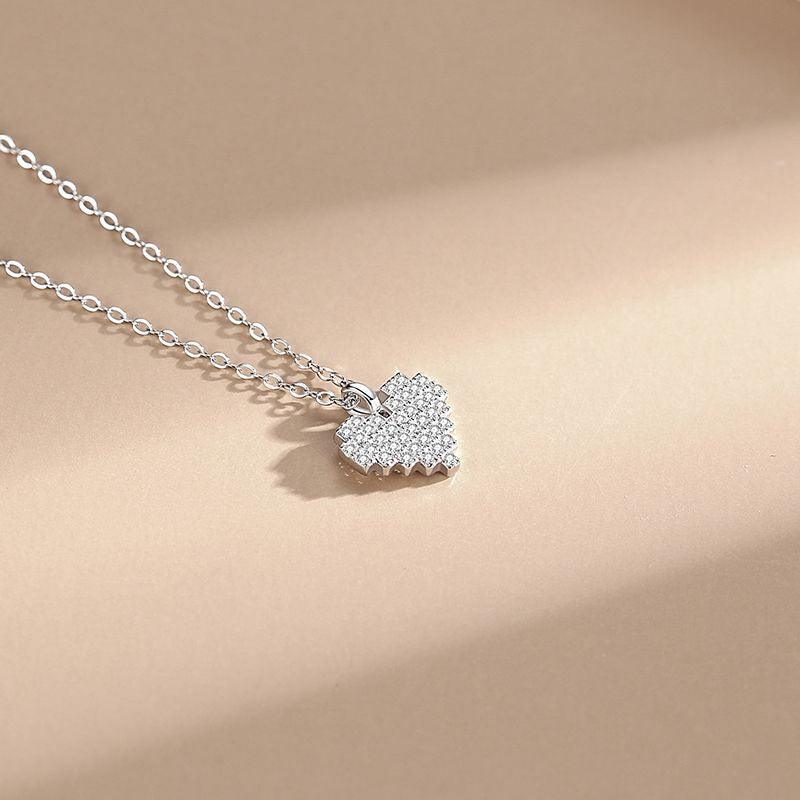 925 Sterling Silver Love Full Diamond Necklace - BUNNY BAZAR